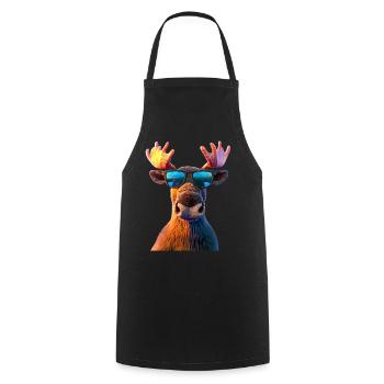 Orignal, Mosses, Bull, Eli, Bois, Cerf, Orignal sauvage - Tablier de cuisine - noir - Devant - AI Model Male 185 dark (185cm)