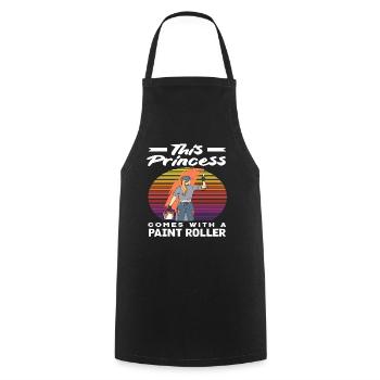 This princess is a painter with a paint roller - Cooking Apron - black - Front - AI Model Male 185 dark (185cm)