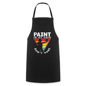 Painter: Paint In My Hair Don't Care - Cooking Apron - black - Front - AI Model Male 185 dark (185cm)