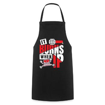 Funny saying "It Burns when I Pee"! - Cooking Apron - black - Front - AI Model Male 185 dark (185cm)