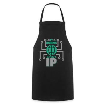 Funny saying "It Burns when I Pee"! - Cooking Apron - black - Front - AI Model Male 185 dark (185cm)