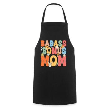 Badass Bonus Mom Boho Flower Funny Stepmom Mother - Cooking Apron - black - Front - AI Model Male 185 dark (185cm)