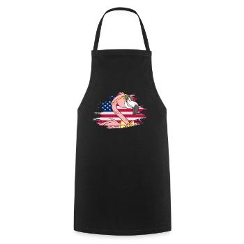 Flamant rose Drapeau américain Flamingo Lover - Tablier de cuisine - noir - Devant - AI Model Male 185 dark (185cm)