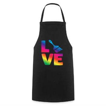 Love for the Painter: Colorful Motif - Cooking Apron - black - Front - AI Model Male 185 dark (185cm)