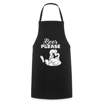 Funny Flamingo Beer please - Funny Flamingo Beer - Cooking Apron - black - Front - AI Model Male 185 dark (185cm)