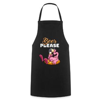 Funny Flamingo Beer - Funny Flamingo Beer please - Cooking Apron - black - Front - AI Model Male 185 dark (185cm)