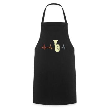 Tuba Vintage Cœur Ligne - Tablier de cuisine - noir - Devant - AI Model Male 185 dark (185cm)