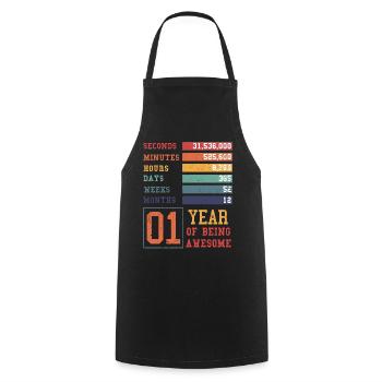 Birthday outfit for 1 year old! 1st Birthday - Cooking Apron - black - Front - AI Model Male 185 dark (185cm)
