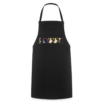 LOTTE name decorated with flowers - Cooking Apron - black - Front - AI Model Male 185 dark (185cm)