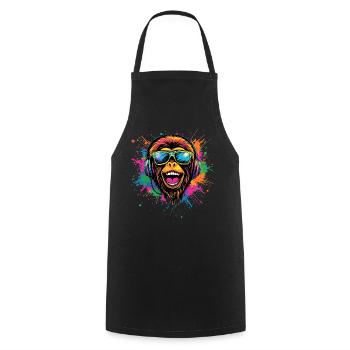 Gibbon Monkey Whitehand Gibbon Monkey Cute Lar Gibbons - Cooking Apron - black - Front - AI Model Male 185 dark (185cm)