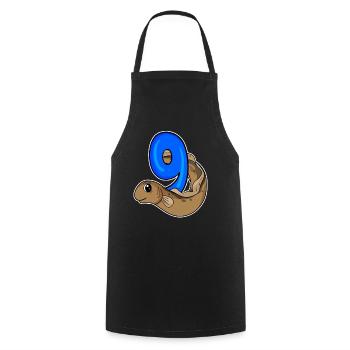 9th Birthday Motif Eel - 9 Years - Cooking Apron - black - Front - AI Model Male 185 dark (185cm)
