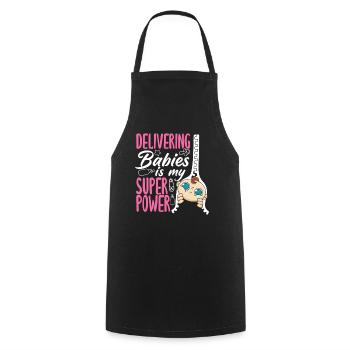 Sage-femme L’accouchement est mon superpouvoir - Tablier de cuisine - noir - Devant - AI Model Male 185 dark (185cm)