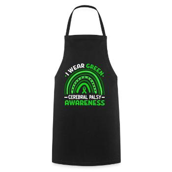 I Wear Green Ribbon Brain Damage Cerebral Palsy - Cooking Apron - black - Front - AI Model Male 185 dark (185cm)