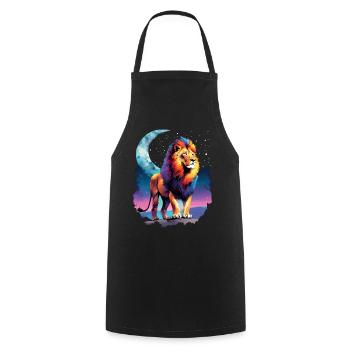 Lion Lover Wildlife Safari Art Lion Colorful - Cooking Apron - black - Front - AI Model Male 185 dark (185cm)