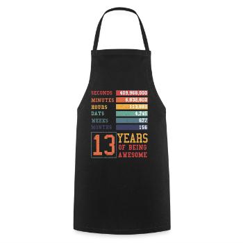 13 years old! Birthday Gift 13th Birthday - Cooking Apron - black - Front - AI Model Male 185 dark (185cm)