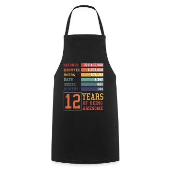 12 ans ! Cadeau d’anniversaire 12e anniversaire - Tablier de cuisine - noir - Devant - AI Model Male 185 dark (185cm)