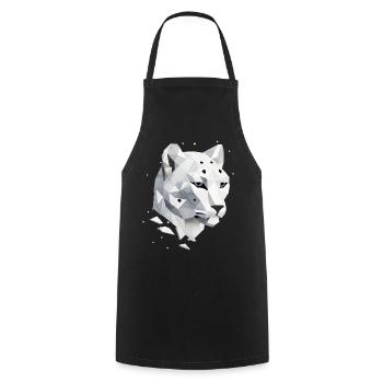 Geometric Snow Leopard – Elegance of the Wilderness - Cooking Apron - black - Front - AI Model Male 185 dark (185cm)