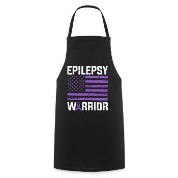 Epilepsie Krieger Lila Band USA Flagge Nervös - Kochschürze - Schwarz - Vorne - AI Model Male 185 dark (185cm)
