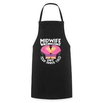 Midwife brings out your inner child - Cooking Apron - black - Front - AI Model Male 185 dark (185cm)
