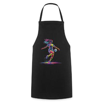 Fußball Fußballerin, bunt, Fussballspielerin Frau - Kochschürze - Schwarz - Vorne - AI Model Male 185 dark (185cm)