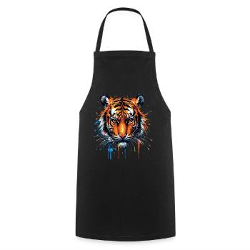 Lustiges Tiger Kunst Tier Natur Wildtier Tiere Zoo - Kochschürze - Schwarz - Vorne - AI Model Male 185 dark (185cm)