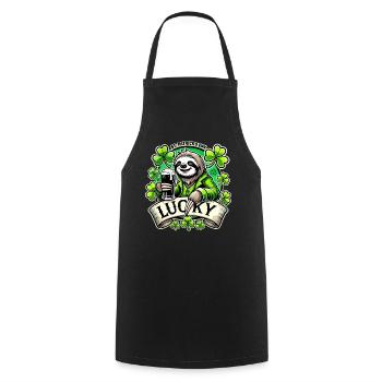 St. Patrick's Day Leprechaun Sloth Happy - Cooking Apron - black - Front - AI Model Male 185 dark (185cm)