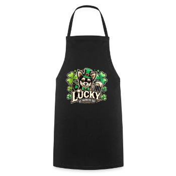 Saint-Patrick Leprechaun Chihuahua Heureux - Tablier de cuisine - noir - Devant - AI Model Male 185 dark (185cm)