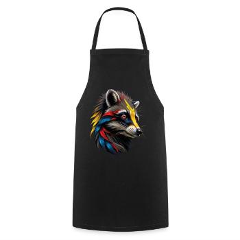Raccoon Motif Animal Lover Art Artwork - Cooking Apron - black - Front - AI Model Male 185 dark (185cm)