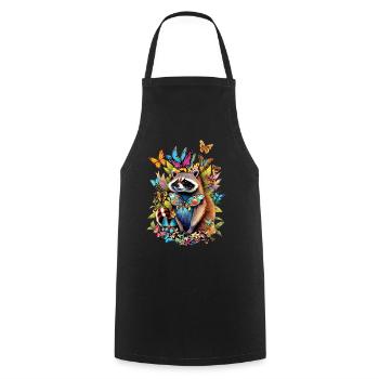 Raccoon Motif Animal Lover Art Artwork - Cooking Apron - black - Front - AI Model Male 185 dark (185cm)