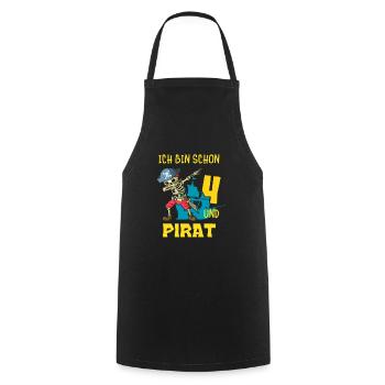 Children's Pirate Dabbing Skeleton 4th Children's Birthday Party - Cooking Apron - black - Front - AI Model Male 185 dark (185cm)