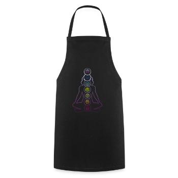 7 Chakren Zen Meditation & Yoga Buddhismus - Kochschürze - Schwarz - Vorne - AI Model Male 185 dark (185cm)