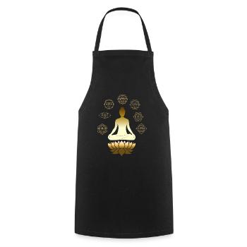 Buddha Meditation Chakra Yoga Zen Buddhismus - Kochschürze - Schwarz - Vorne - AI Model Male 185 dark (185cm)