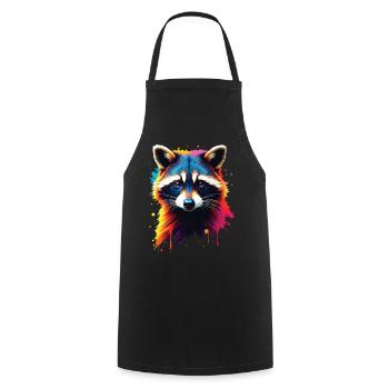 Raccoon Motif Animal Lover Art Artwork - Cooking Apron - black - Front - AI Model Male 185 dark (185cm)