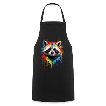 Raccoon Motif Animal Lover Art Artwork - Cooking Apron - black - Front - AI Model Male 185 dark (185cm)