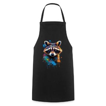 Raccoon Motif Animal Lover Art Artwork - Cooking Apron - black - Front - AI Model Male 185 dark (185cm)