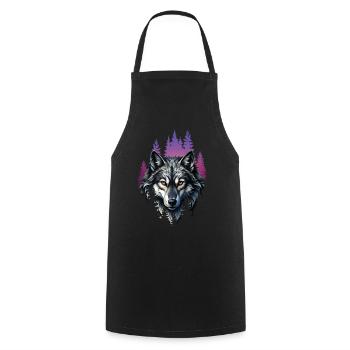 Wolf Liebhaber Wildtier Kunst Wolf Bunt Tier - Kochschürze - Schwarz - Vorne - AI Model Male 185 dark (185cm)