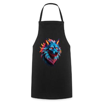 Wolf Lover Wild Animal Art Wolf Colorful Animal - Cooking Apron - black - Front - AI Model Male 185 dark (185cm)
