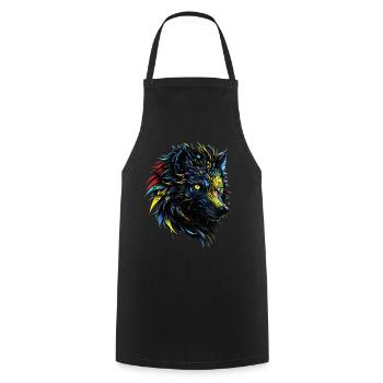 Wolf Liebhaber Wildtier Kunst Wolf Bunt Tier - Kochschürze - Schwarz - Vorne - AI Model Male 185 dark (185cm)