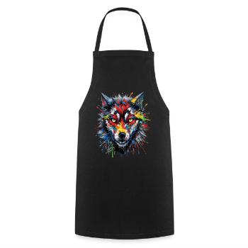 Wolf Lover Wild Animal Art Wolf Colorful Animal - Cooking Apron - black - Front - AI Model Male 185 dark (185cm)