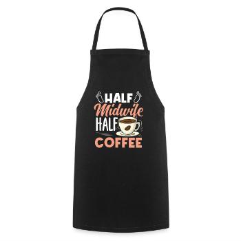 Half Midwife Half Coffee Lover - Cooking Apron - black - Front - AI Model Male 185 dark (185cm)