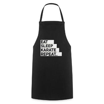 Eat. Sleep. Karate. Repeat... - Cooking Apron - black - Front - AI Model Male 185 dark (185cm)