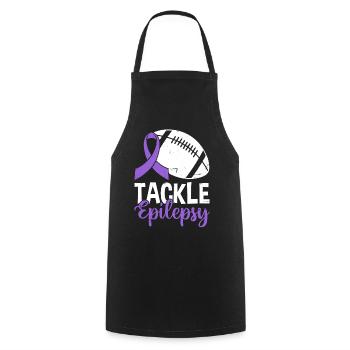 Tackle Epilepsy Volleyball Purple Ribbon Nervous - Cooking Apron - black - Front - AI Model Male 185 dark (185cm)