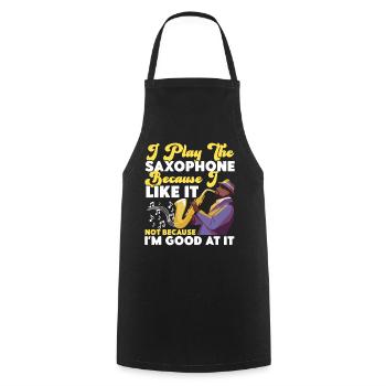 Saxophone Je joue du saxophone - Tablier de cuisine - noir - Devant - AI Model Male 185 dark (185cm)