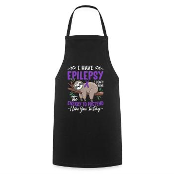 Je souffre d’épilepsie Système nerveux à ruban violet - Tablier de cuisine - noir - Devant - AI Model Male 185 dark (185cm)