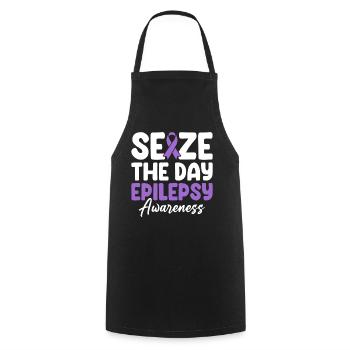 Seize The Day Purple Ribbon Nervous System - Cooking Apron - black - Front - AI Model Male 185 dark (185cm)