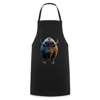Bison, Bison, Bovins sauvages, Bison, Bison d’Amérique - Tablier de cuisine - noir - Devant - AI Model Male 185 dark (185cm)