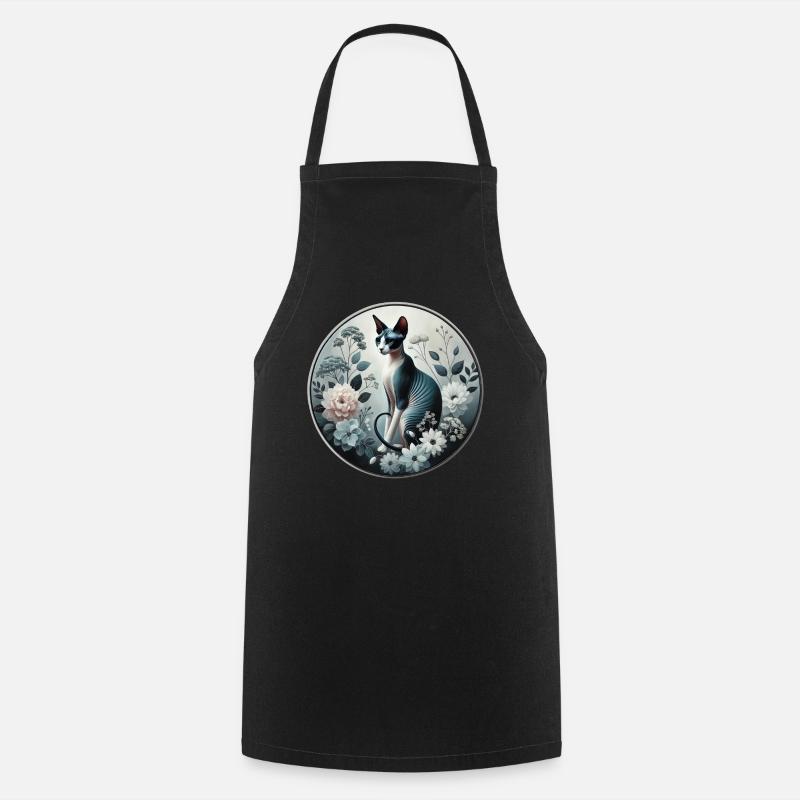 Princesse Sphynx chat parmi les fleurs - Tablier de cuisine - noir
