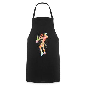 Saxophone Watercolor - Cooking Apron - black - Front - AI Model Male 185 dark (185cm)