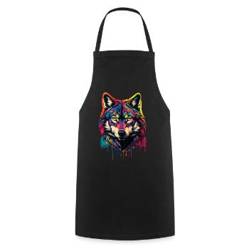 Wolf Liebhaber Wildtier Kunst Wolf Bunt Tier - Kochschürze - Schwarz - Vorne - AI Model Male 185 dark (185cm)