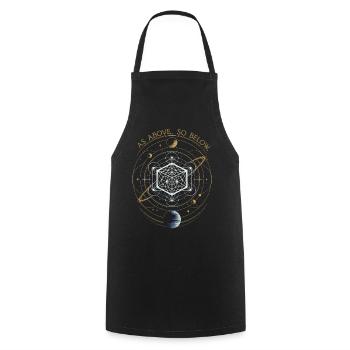 As Above, So Below - Sacred Geometry - Cooking Apron - black - Front - AI Model Male 185 dark (185cm)